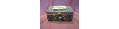 Chinese Silver Enamel Box with Jade  
